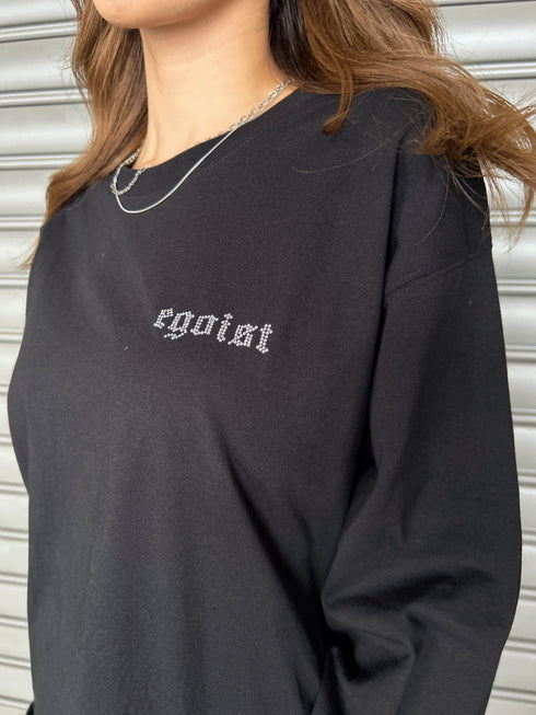 ラインストーンロゴユニセックスロンT